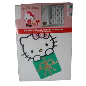 Hello Kitty Christmas Presents Gifts Shower Curtain Tree Snowflake